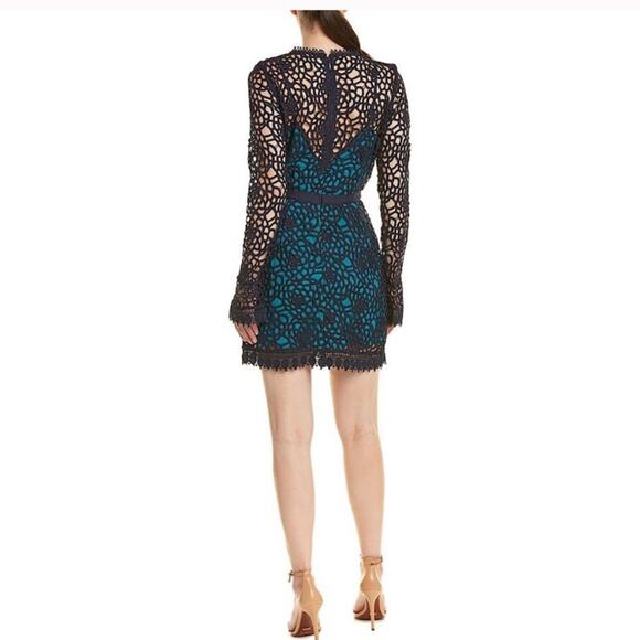 La Mason Talulah Roseate Teal Mini Lace Cocktail Evening Going Out Dress Small - Picture 2 of 12